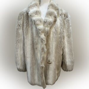 Vintage L’Esprit Dubrowsky & Perlbinder Genuine Fur Coat – Beige Champagne M